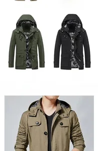 Detail view of cotton work jacket showing multi-pocket design and durable canvas texture