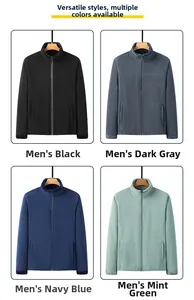 Collage of four fleece zip-up jackets in black, dark grey, navy, and bean green colors