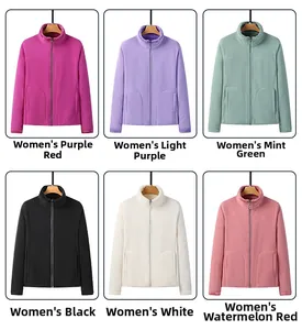 Detail of diverse colors for women fleece jackets with full zip and standing collars