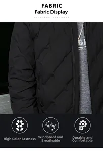 Detailed macro view of black quilted down jacket fabric with a high-quality zipper closure