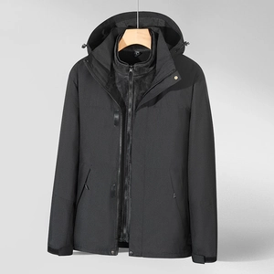 Veste outdoor noire 3-en-1 avec doublure polaire chaude, imperméable et à capuche