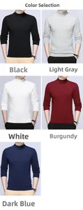 Detailed grid view showing five colors of men's slim fit mock neck knitted base layer shirts