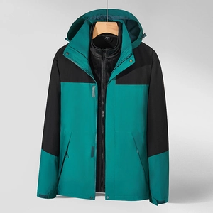 Veste outdoor 3-en-1 imperméable bleu sarcelle et noir avec doublure en polaire chaude