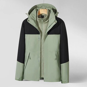 Veste outdoor 3-en-1 imperméable avec doublure polaire en vert sauge et noir