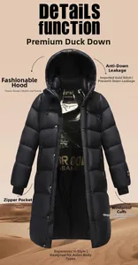 Detail view of winter puffer coat with duck down filling and gold thermal lining insulation