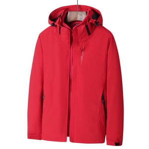Veste rouge 3-en-1 imperméable à capuche pour hommes pour la randonnée et l'alpinisme en plein air