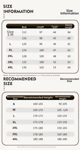 Size chart for black and gold hooded winter down parka with measurements and weight guide