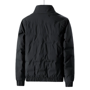 Stylische schwarze Herren Daunenjacke mit Stehkragen und gestepptem winddichtem Stoff