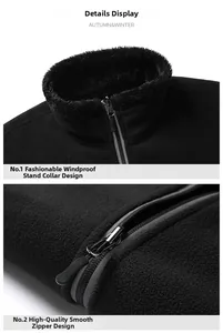 Macro shot of fleece lining and smooth metal zipper on windproof winter jacket