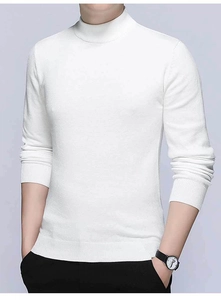 Close-up of ribbed cuffs and high-quality knit texture on men's white sweater
