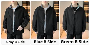 Detailed views of the reversible men's jacket showing three unique graffiti printed linings