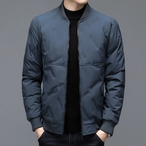 Men Business Casual Down Jacket Stand Collar Windproof Duck Down Filling Diagonal Quilting Winter Thermal Puffer Outerwear