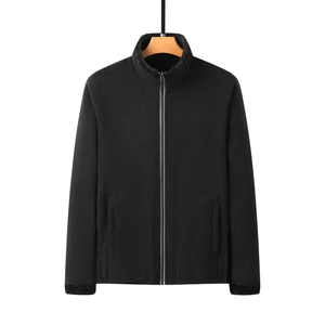 Men's black reversible fleece jacket with high neck and warm double-sided lining
