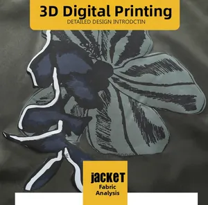 Detail of high-density dark green fabric with high-quality 3D digital printed patterns