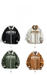Set di quattro giacche casual con colletto a contrasto e ricamo di lettere sul petto