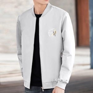 Men Fashion Bomber Jacket Crane Embroidery Design Vintage Casual Streetwear Polyester Baseball Collar Outwear Coat For Men