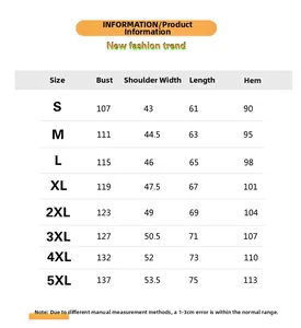 Detailed size chart for men lightweight down jacket covering sizes S to 5XL with measurements
