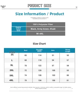 Detailed size chart for the oversized baseball jacket with dimensions from M to 4XL