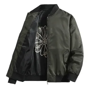 Men Flight Bomber Jacket Nylon Windproof Outerwear Casual Streetwear Hip Hop Baseball Uniform Floral Print Coat For Autumn