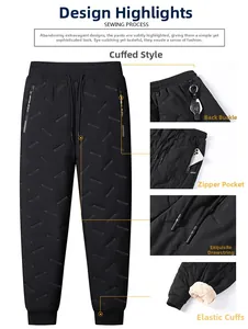 Détails du jogging thermique noir pour hommes avec texture diamant et doublure polaire