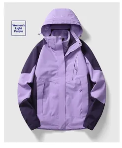 Detail of female outdoor jacket featuring waterproof fabric and adjustable velcro cuffs