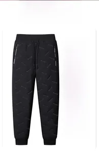 Détails du jogging d'hiver pour hommes avec poches zippées et texture matelassée