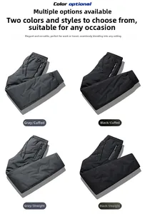 Pantalon d'hiver pour homme en noir et gris avec styles matelassés jogging et droit