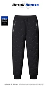Détails du jogging d'hiver noir avec taille élastique à cordon et poignets côtelés