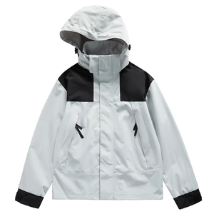 Outdoor Waterproof Hooded Jacket Windproof Color Block Patchwork Hiking Mountain Coat For Unisex Men Women Warm Outerwear