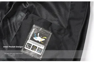 Detail of the internal mesh lining and inner pocket with functional protection tags