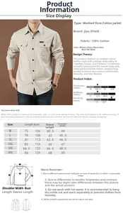 Detailed size chart and measurement guide for men casual solid cotton long sleeve shirts