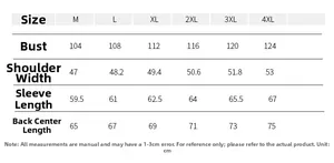 Detailed size chart for lamb wool bomber jacket showing chest and shoulder measurements
