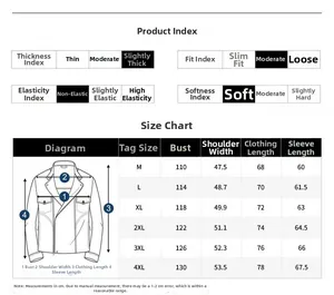 Detailed size chart for men's hooded cotton padded jacket showing M to 4XL measurements