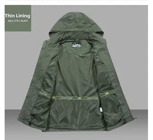 Army green jacket detail showing breathable mesh lining and hidden zipper pocket interior