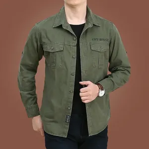 Men's Solid Color Cotton Long Sleeve Workwear Shirt Casual Outdoor Fashion Button Down Top With Multi Pockets Clothing