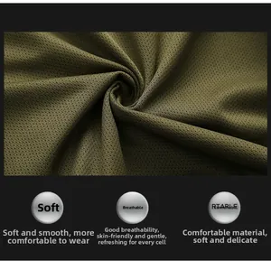 Detail of army green breathable mesh fabric on waterproof outdoor tactical jacket