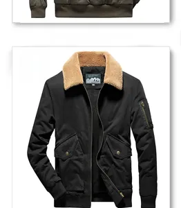 Close-up of black flight jacket with warm beige fleece lining and heavy duty metal zipper
