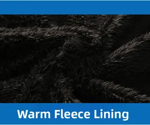 Detail of soft black fleece lining for winter coat providing extra thermal warmth