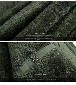 Detailed view of the warm fleece lining and interior pocket of a green winter jacket