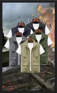 Détail du gilet d'extérieur multipoches avec doublure en mesh respirant et couleurs