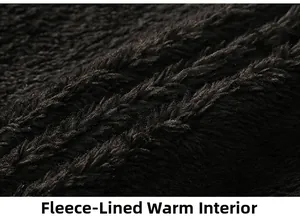 Close-up detail of the thick black fleece lining for extra warmth in men's winter jackets