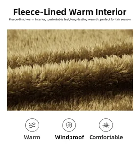 Detail of soft brown fleece lining for warmth and windproof thermal comfort on men's vest