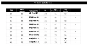 Detailed size chart for men's cotton cargo shorts including waist and hip measurements