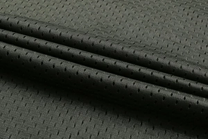 Close-up of premium black breathable mesh fabric lining for casual outdoor jacket