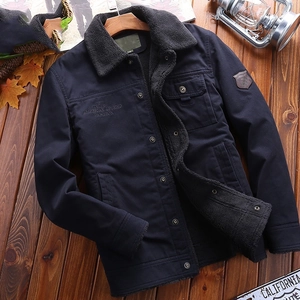 Men's winter navy cargo jacket with warm fleece lining and American Legend embroidery