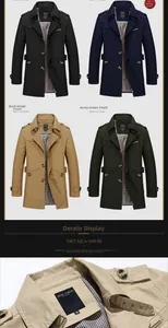 Détail d'un trench-coat en coton avec col rabattu et doublure à carreaux classique