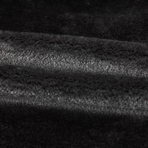 Close-up of premium black sherpa lining texture with dense and silky faux fur finish