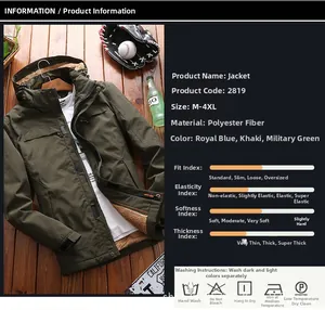 Detail of army green jacket showing the thick thermal fleece lining and zip closure