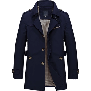 Veste en coton bleu marine pour hommes avec doublure vichy et détails d'épaulettes