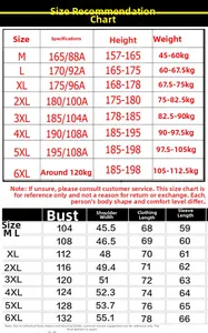 Size chart for military style jacket with detailed measurements from size M to 6XL